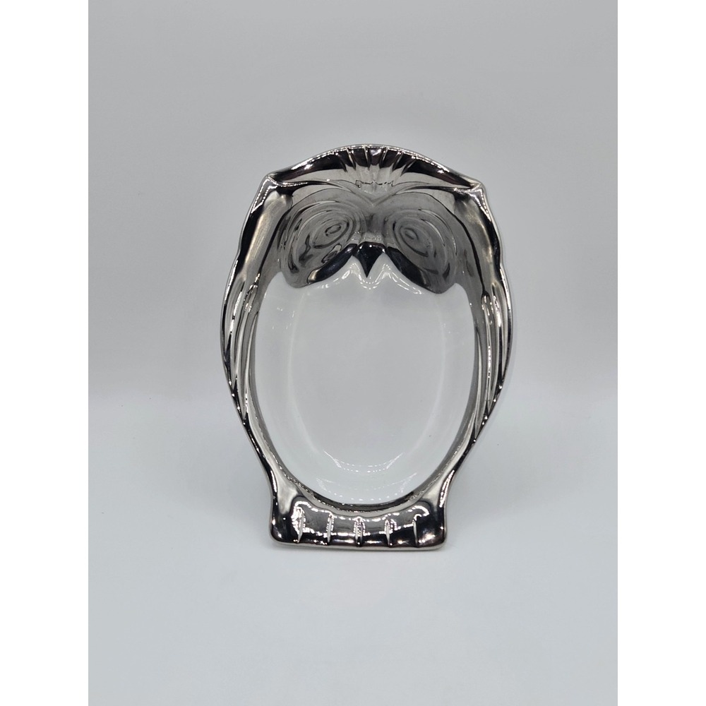 Studio TU Porcelain Plus Sterling Silver Trim Owl Shaped Porcelain Serving Bowl